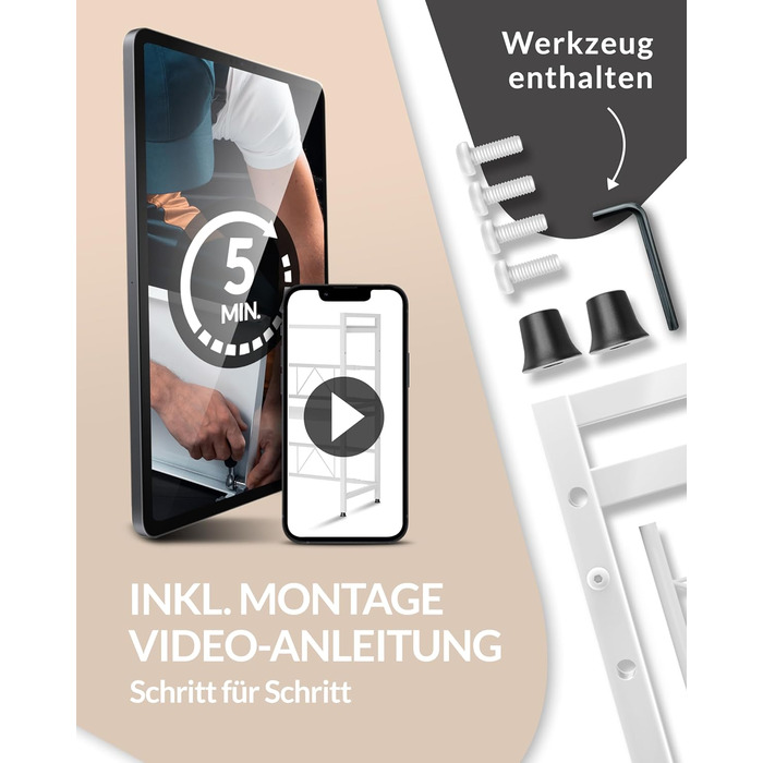 Поличка для мікрохвильової печі, кухонна поличка, сталева | 3-ярусна, регульована висота та довжина, з гачками, інструкція у відеоформаті (Білий)