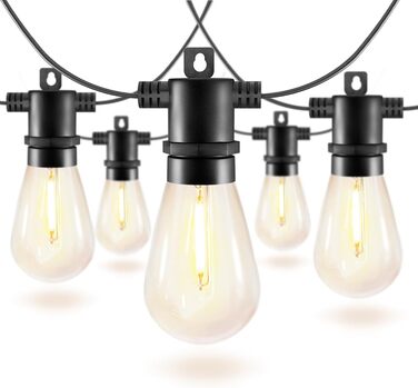 BRIMAX LED гірлянда для вулиці, 30м, 220-240V, IP44, 46+4 лампочки G40 E12 1W, 2200K, розширювана, для кемпінгу, ярмарку, саду, вечірки