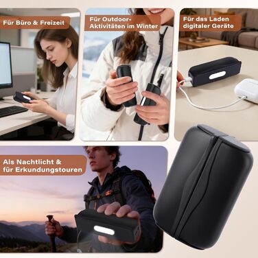 Електричні грілки для рук Citybee 2 шт. - 10000mAh, 3 режими нагріву, LED ліхтарик, Powerbank USB-C для кемпінгу, катання на лижах, активного відпочинку