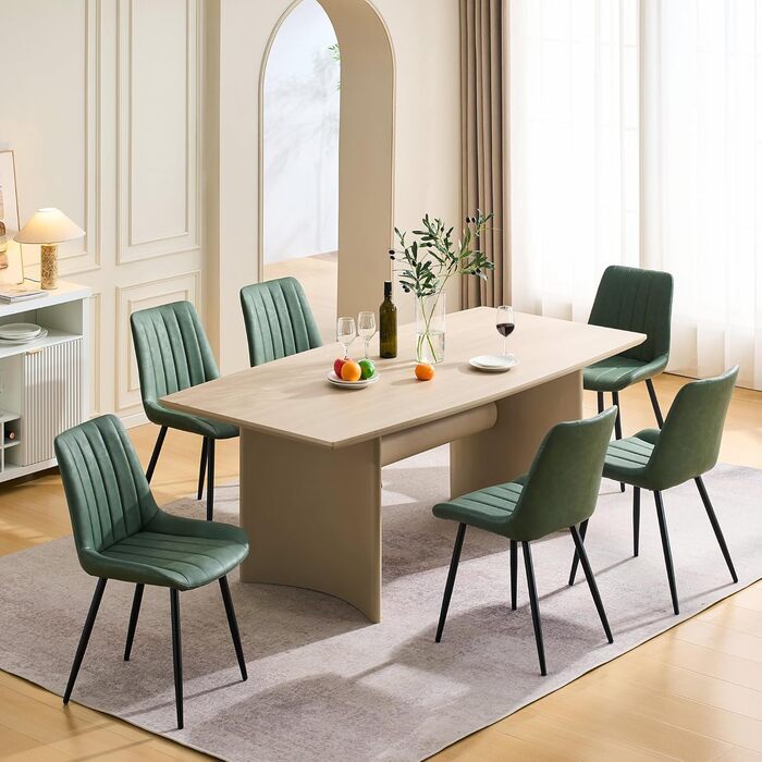 Набір обідніх стільців CLIPOP (4 шт), штучна шкіра, зелений, для кухні та вітальні
