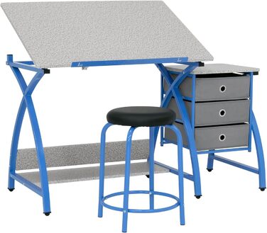 Дитячий стіл Komet від SD STUDIO DESIGNS, 2 частини, регульована верхня частина та стільчик, блакитний/сріблястий блакитний/сірий