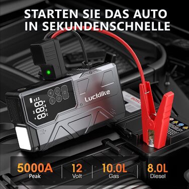 Powerbank з компресором Lucklike 150PSI, 5000A для авто, мото, газонокосарки (10.0л/8.0л Diesel)
