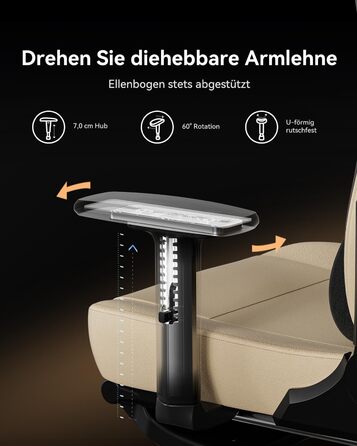 Ігровий крісло AutoFull C3 з ергономічним дизайном | Крісло з регульованими підлокітниками, підставкою для ніг, подушкою для голови та попереку | Макс. навантаження 150 кг | Зручна тканинна оббивка (Колір: Коричневий)