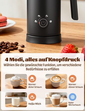 Електричний спінювач молока YISSVIC 4-в-1: автоматичний, 500W, антипригарне покриття, для капучіно, лате, макіато