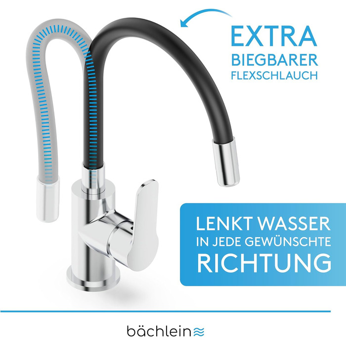 Змішувач для кухні Bchlein Ermelo - поворотний на 360, сучасний змішувач (гнучка горловина)