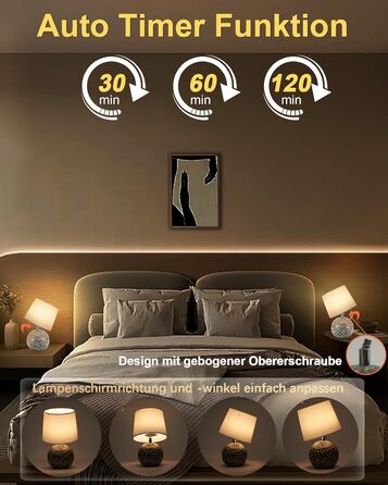 EGOBASIC Лампа настільна керамічна акумуляторна з пультом, 12 кольорів RGB, диммування, таймер, для вітальні, спальні, їдальні