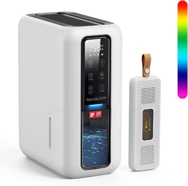 Електричний осушувач повітря з 2L баком та контролем вологості - тихий, для ванної кімнати, шафи. Білий та чорний кольори