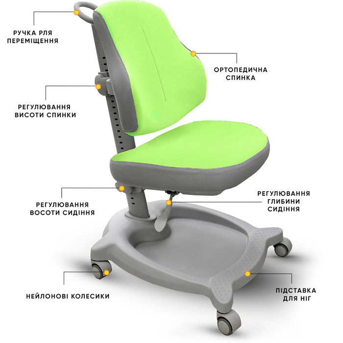 Крісло дитяче ErgoKids GT Y-402 ortopedic green