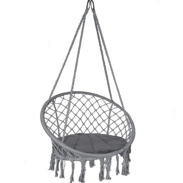 Підвісне крісло-гойдалка VOUNOT з полицею для книг та подушкою, для дому та саду, діаметр сидіння 80 см, X-Large, сірий колір