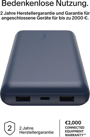 Повербанк Belkin 20K, 20 000 мАг, USB-C/USB-A, включаючи кабель, для iPhone, Galaxy, Pixel - синій