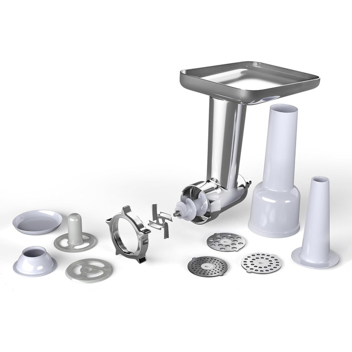 Кухонна машина Klarstein Chiara 1600W з чашею 5L з нержавіючої сталі, 12 швидкостей, LCD-сенсорний дисплей, тиха робота ≤72 dB, набір для випічки, придатний для миття в посудомийній машині, корпус з алюмінію, м'ясоподрібкувач Klarstein Chiara