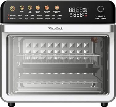 Багатофункціональна піч TurboTronic Multi Smart Oven 16-в-1: піч, фритюрниця, дегідратор, гриль, піч для піци. Об'єм 34 л, 2200 Вт, до 1 кг картоплі фрі, 40-350°C.