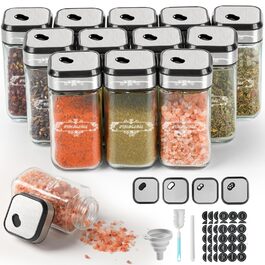 Набір скляних банок для спецій з дерев'яними кришками з акації, 24 шт. (120 мл)