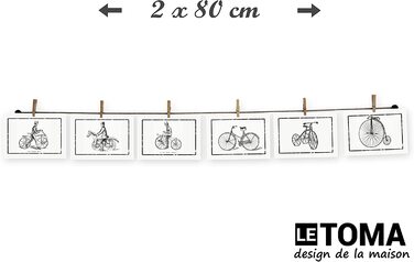 ЛеТОМА - мотузка для фотографій з 16 затискачами, включаючи запатентований тримач для мотузки, ідеально підходить для швидкого розвішування фотографій і листівок-мотузка для фотографій з високоякісної натуральної конопель-ручна робота в Німеччині (80 см (