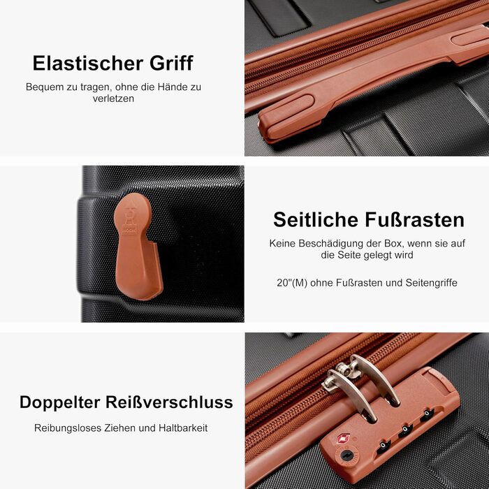 Набір валіз Merax 5-Piece, ABS, з TSA-замком, розширювані L-XL, з сумкою та косметичкою (Чорний)