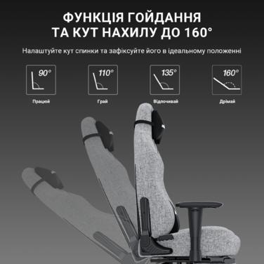 Крісло ігрове Anda Seat Luna Pro Gray Fabric Size L