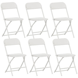 Набір з 6 розкладних стільців, складані стільці з дренажними отворами, сталевий каркас, універсальне застосування, білий