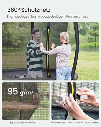 Батут SONGMICS вуличний Ø 244 см з захисною сіткою, драбиною та м'якими стійками - чорний