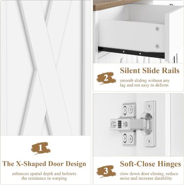 Sideboard HOCSOK 120 см: кухонний буфет з полицями, 2 шухляди, 4 дверцята, чорний та коричневий колір