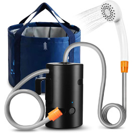 Портативна душова Koopsmate з LED-підсвічуванням та акумулятором 4400mAh, електрична помпа, 20L мішок для води, для кемпінгу, подорожей та домашніх тварин