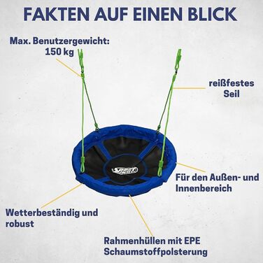 Гніздова гойдалка для саду Best Sporting - діаметр 60, 80, 90, 100 або 110 см, до 150 кг, регульована висота 105-180 см, для дітей