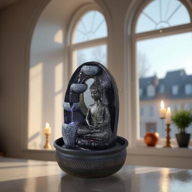 Водоспад Zen'Light Zimmerbrunnen Buddha Harmonie: фонтан Будди з LED-підсвічуванням, 40 см