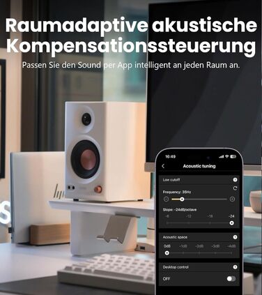 Edifier MR3 - Компактні студійні колонки 2.0, Hi-Res Audio, Bluetooth 5.4, RCA, AUX, керування через додаток, 2 x 18W (білі)