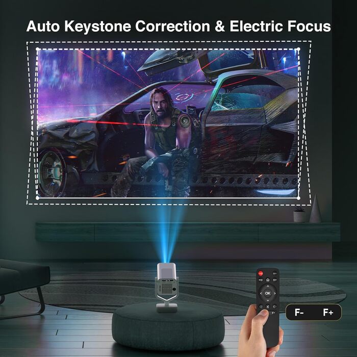 Портативний проєктор Mini Beamer з Android OS, автоматичною корекцією трапецеїдальних спотворень, підтримкою 4K 1080p, Bluetooth WiFi6, 160 ANSI, електричним фокусом для телефону/ТВ приставки/Outdoor/ноутбука