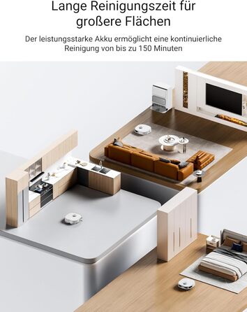 Робот-пилосос EUREKA J12 Ultra з функцією миття підлоги (самостійне очищення, прання та сушка), потужність всмоктування 5000Pa, обертова функція миття, Dual-LiDAR навігація, 3D уникнення перешкод, білий