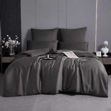 Комплект постільної білизни MH MYLUNE HOME Tencel Lyocell 155x220 см, темно-сірий, 2 шт. и, дихаючий, гіпоалергенний