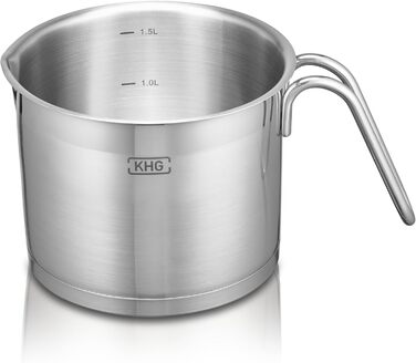 Каструля KHG 14 см з нержавіючої сталі, 1,5 л, індукційна, для всіх типів плит, з високим бортиком