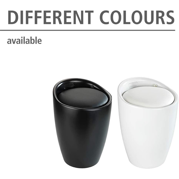 WENKO табурет для ванної кімнати Candy з місцем для зберігання та збирачем для білизни, ABS-пластик, 20 л, Ø 36 x 50,5 см