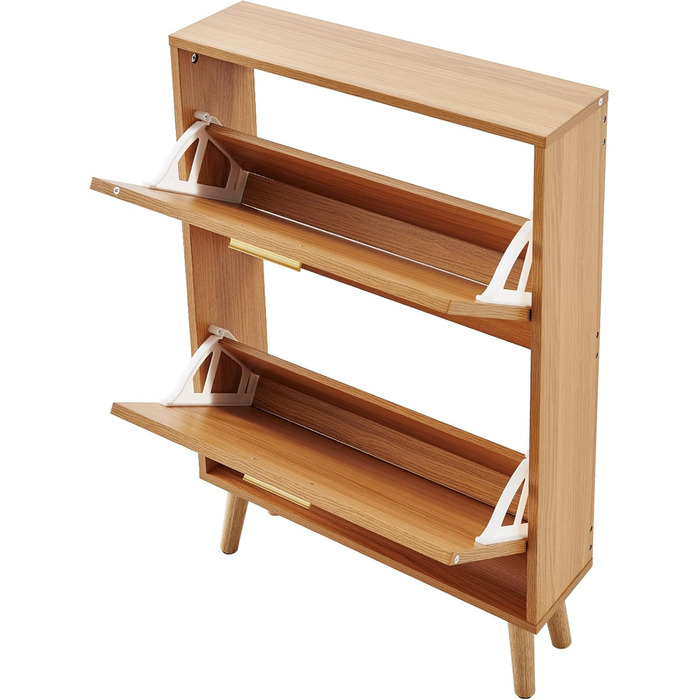Вузька шафа для взуття VEVOR, полиця для взуття з дерева, 600 x 168 x 877 мм, з 2 відкидними дверцятами та верхньою полицею для зберігання, 36,28 кг, для прихожого, масивне дерево