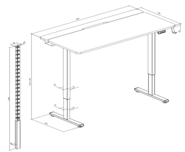 Комп’ютерний стіл з електрорегулюванням висоти OfficePro ODE1575B