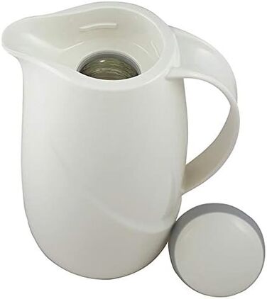 Термос Helios Wave, 1,5 л, пластик, білий, з кришкою-гвинтом, придатний для миття в посудомийній машині