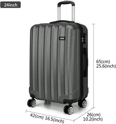 Набір валіз KONO Hartschale Trolley 3шт (Сірий, Рожевий) з 4 колесами для подорожей