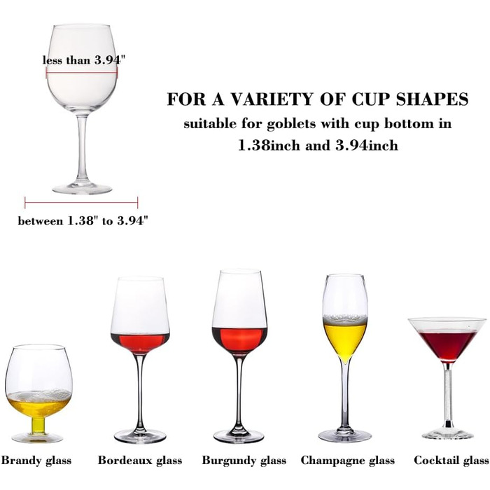 Тримач для келихів вина під шафу MOCOUM, металевий, 5 рядів, чорний