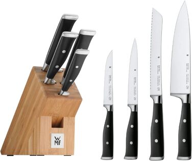 Набір ножів Grand Class від WMF: 5 предметів, німецька якість, ковані леза, бамбуковий блок, Performance Cut