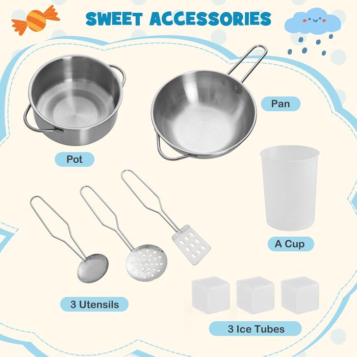 Кухонний набір DREAMADE для дітей: дерев'яна кухонка з аксесуарами, світло та звук, від 3 років (колір: коричневий)