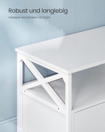 Тумба під телевізор VASAGLE, 120 см, з 2 шухлядами та 2 відкритими полицями, для телевізорів до 55 дюймів, сталевий каркас, вінтажний колір, LTV300B01