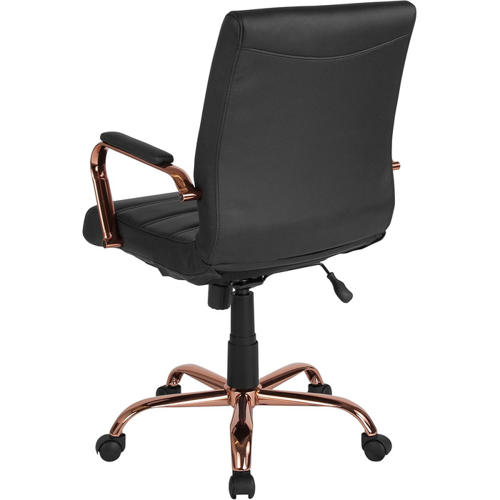 Крісло шеф Flash Furniture, обшите білою шкірою, з червонозолотим каркасом, 61 x 58,5 x 103,5 см