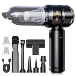 Акумуляторний ручний пилосос KITBEZN 4-в-1 для авто та дому, бездротовий міні-пилосос з безщітковим двигуном, потужність 26000Па, 3 режими роботи, чорний