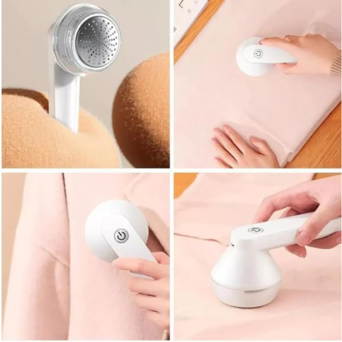 Електрична машинка для видалення ворсу Smart-J з USB-C, портативна та потужна. Ідеально підходить для одягу, светрів та тканин. Білий колір, з пензлем.