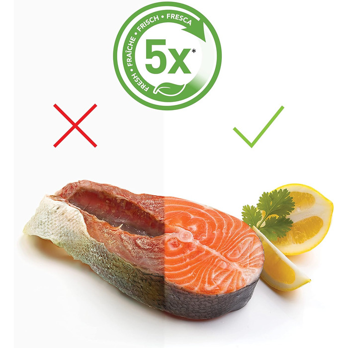 Компактний вакууматор FoodSaver VS0100X з ручним пристроєм для вакуумування, сріблястий (1 рулон та 4 пакети в комплекті)