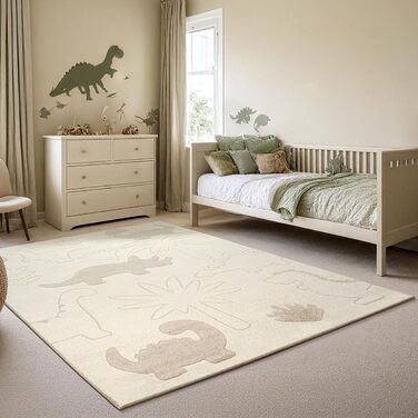 Дитячий килимок Elisa Kids, простий у догляді, зносостійкий, кремовий, 160x220 см, Dino