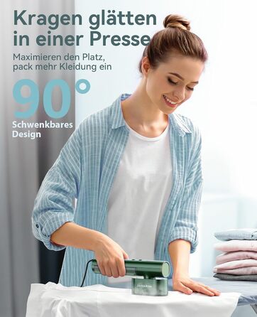 Jack & Rose Дампфглеттер: портативний праска-парогенератор для подорожей, 1000W, 110-240V, 2-в-1, зелений