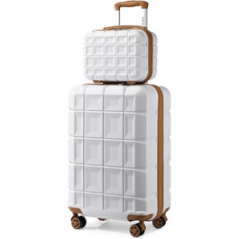 Набір валіз KONO 2 в 1: велика валіза (54 см) та косметичка (білий колір)