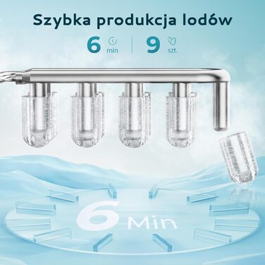 Машина для приготування льоду EUHOMY, 9 кубиків за 6 хвилин, з нержавіючої сталі, 2 розміри кубиків, 12 кг/день, для дому/кухні/офісу/кемпінгу, чорна