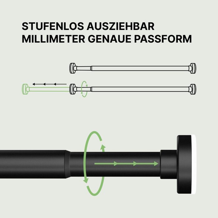 Карниз MEISENBERG телескопічний 70-120см, чорний, без свердління, 1 шт.