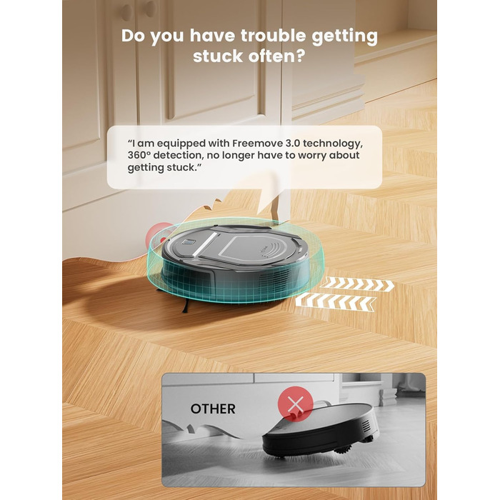 Робот-пилосос LEFANT 2200 Pa з керуванням через додаток, тихий, для тварин та твердих поверхонь (M210P-1)